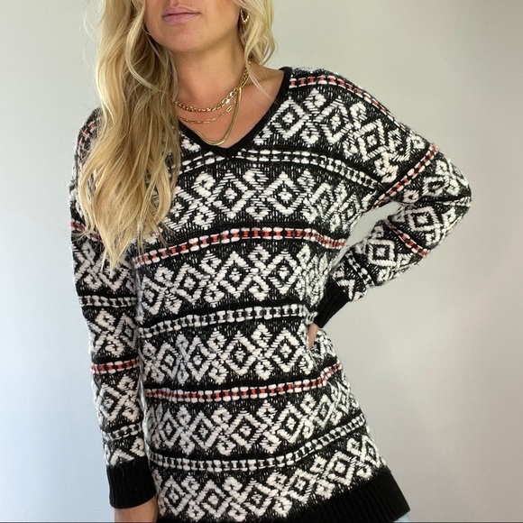Sita Murt Black, White, Orange Alpaca & Llama Wool Sweater - Picture 6 of 14